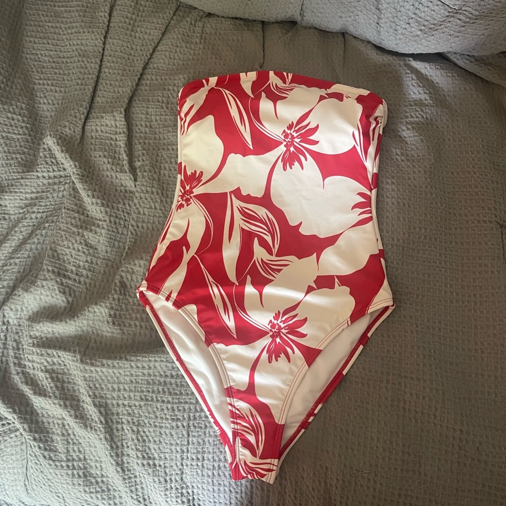 Target Red and White Floral One Piece Swimsuit
